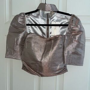 Chic Silver Metallic Women's Blouse